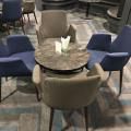 The Chevrons SAF Club – KTV | Product Seen: [Fondue Armchair, Customised Laminated Tabletop With ABS Edging + Cosson Table Base]